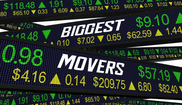 Största Movers Stock Market Priser Aktier Volym Topp Företag Illustration — Stockfoto