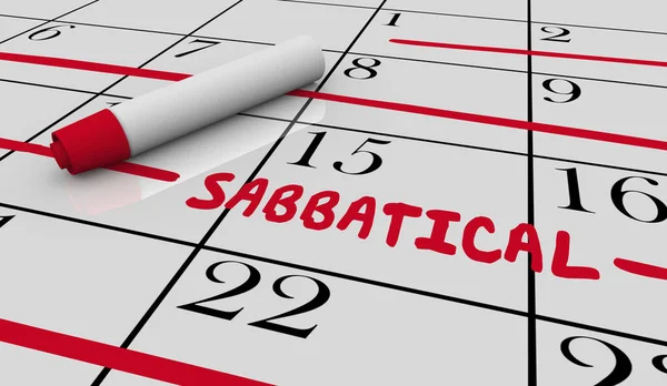 Sabbatical Календар Розширений Відпустка Відпустка Дні Вихідних Дати Ілюстрація — стокове фото