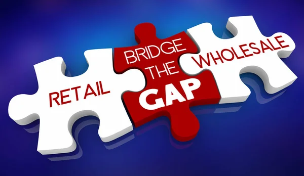 Retail Whololale Bridge Gap Puzzle Pieces Shopping Consumers Illustration — 스톡 사진