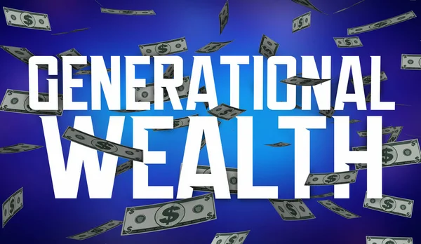 Generational Wealth Money Family Fortune Dollars Words Illustration — стоковое фото