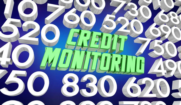 Credit Monitoring Score Report Titta Siffror Illustration — Stockfoto