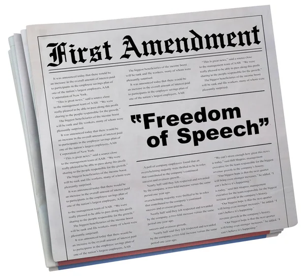 Πρώτη Τροπολογία Ελευθερία Του Λόγου Εφημερίδα Ελεύθερων Δικαιωμάτων Εικονογράφηση — Φωτογραφία Αρχείου