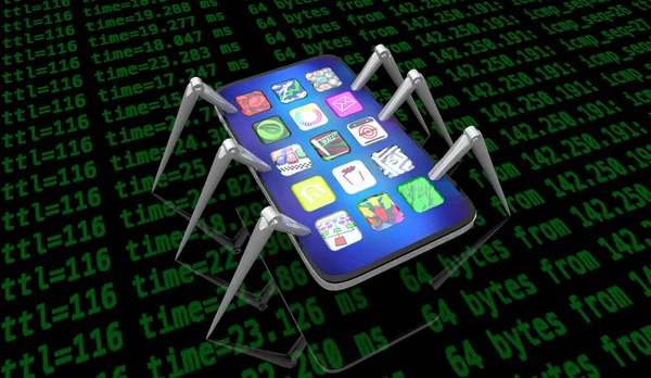 Mobiltelefon Mobile Datensicherheit Anruf Text Sichere Informationen Hack Bedrohung Illustration — Stockfoto