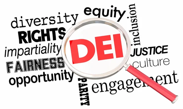 Dei Diversity Equity Inclusion Powiększenie Szkła Diverse Inclusive Poszukiwanie Ilustracja — Zdjęcie stockowe