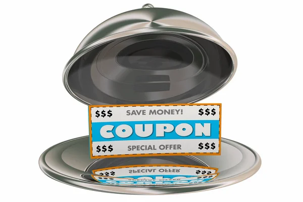 Coupon Silver Platter Restaurant Discount Offre Spéciale Repas Économies Illustration — Photo