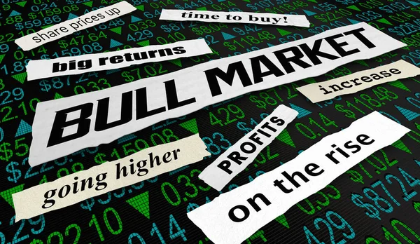 Bull Market News Titulares Rendimiento Las Acciones Aumento Los Precios — Foto de Stock
