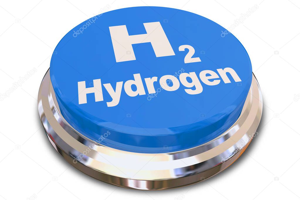 Hydrogen H2 Button Choose Renewable Sustainable Energy Source 3d Illustration