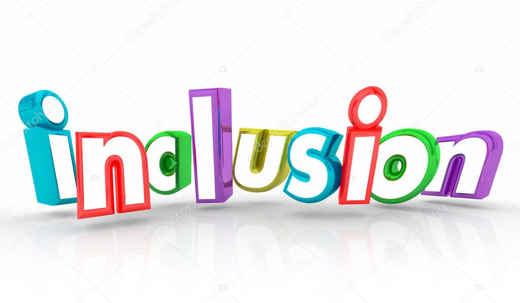 Inclusion DEI Diversity Equiity Colorful Diverse Letters Word 3d Illustration