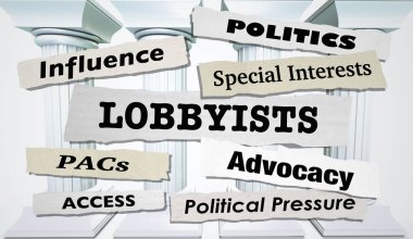 Lobbyists News Headlines Lobbying Advocates PACs Influence 3d Illustration clipart