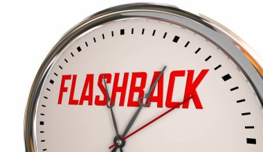 Flashback Clock Looking Backward in Time Rewind 3d Illustration
