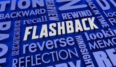 Flashback Rewind Memory Looking Backward in Time Words 3d Illustration