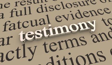 Testimony Evidence Statement Sharing Facts Written Document Words 3d Illustration