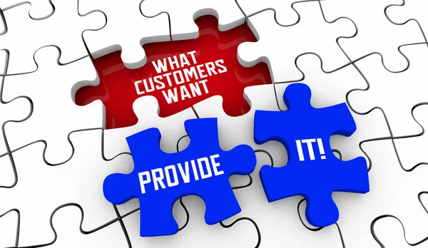 What Customers Want Provide Puzzle Pieces Need Solution Illustration — Stok Foto