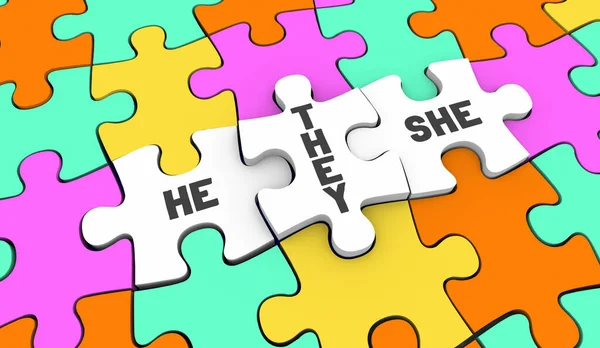 She Pronouns Identify Puzzle Pieces Identity Illustration — Foto de Stock