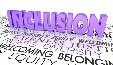 Inclusion Diversity Equity Welcome Belonging Words 3d Illustration
