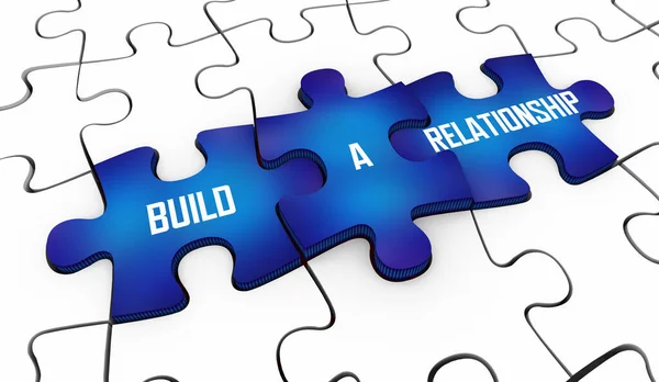 Build Relationship Puzzle Crm Connections Network Business Sales Illustration — Stockfoto