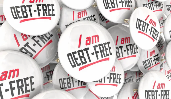 I Am Debt-Free Good Credit Money Obligations Paid Buttons 3d Illustration