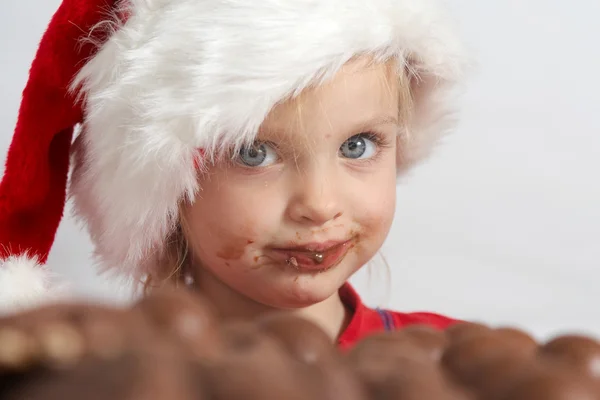 Pequeno chocolate Santa — Fotografia de Stock