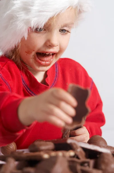 Pequeño chocolate Santa — Foto de Stock