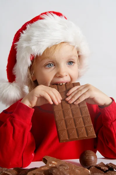 Pequeno chocolate Santa — Fotografia de Stock