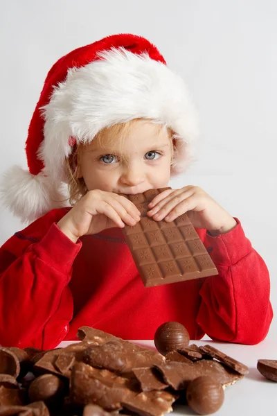 Pequeño chocolate Santa — Foto de Stock