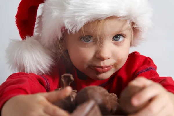 Pequeno chocolate Santa — Fotografia de Stock