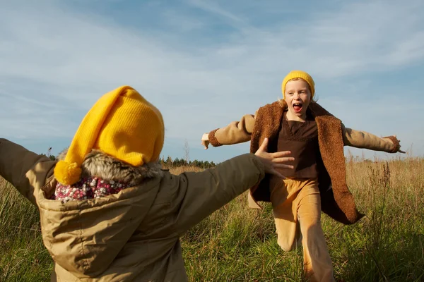 Yellow caps gnomes — Stock Photo, Image