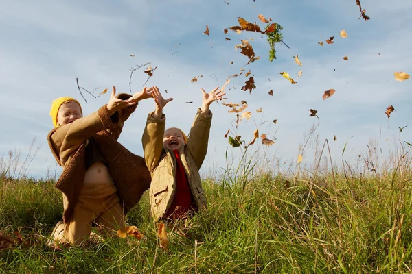 Yellow caps gnomes — Stock Photo, Image