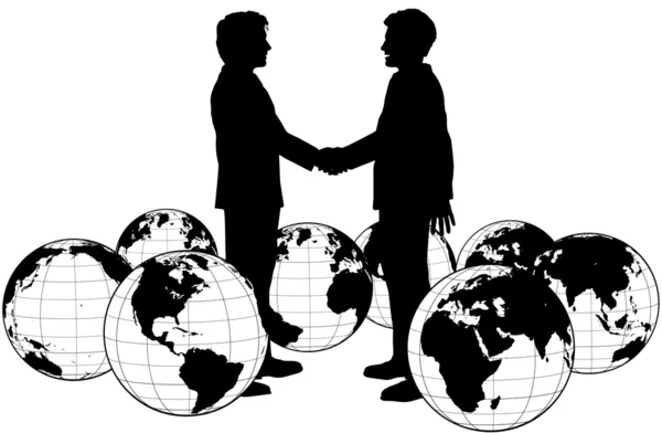 Business agreement global handshake — Stock Vector