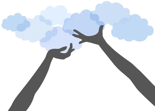 Mains tenir jusqu'à cloud computing — Image vectorielle