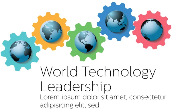 Dünya teknoloji dünya lideri Dişliler — Stok Vektör