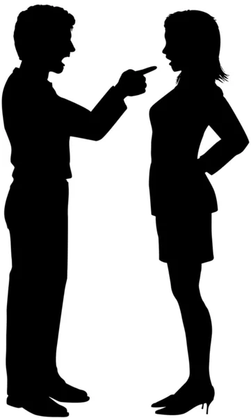 Man woman yell point in couple argument — Stock Vector