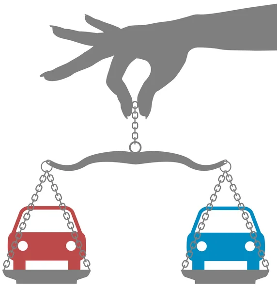 Πρόσωπο αγορά απόφαση επιλογή αυτοκινήτων — Διανυσματικό Αρχείο