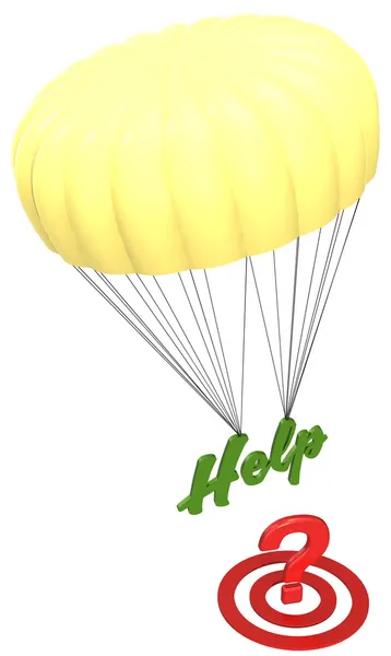 Fallschirm hilft bei Fragestellung — Stockfoto