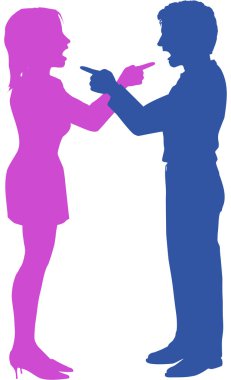 Couple yell point fight in argument clipart
