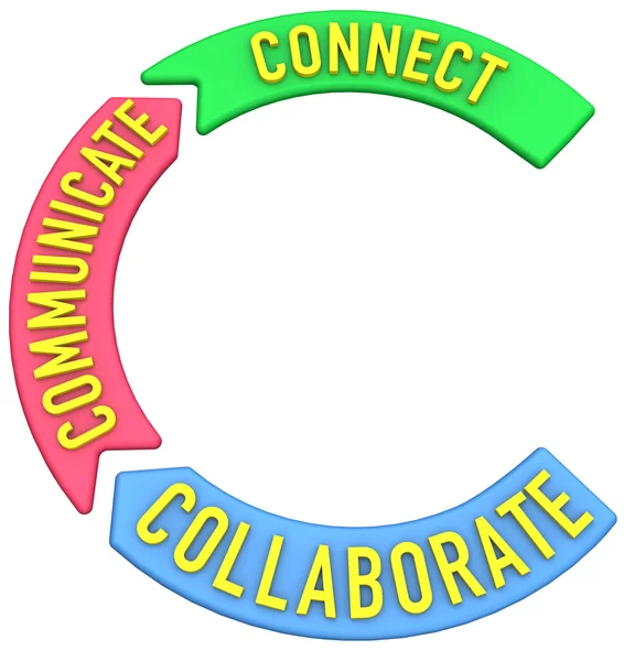 Connect collaborate communicate 3D arrows — Stock Photo, Image