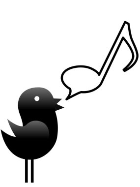 A little tweet bird sings a note clipart