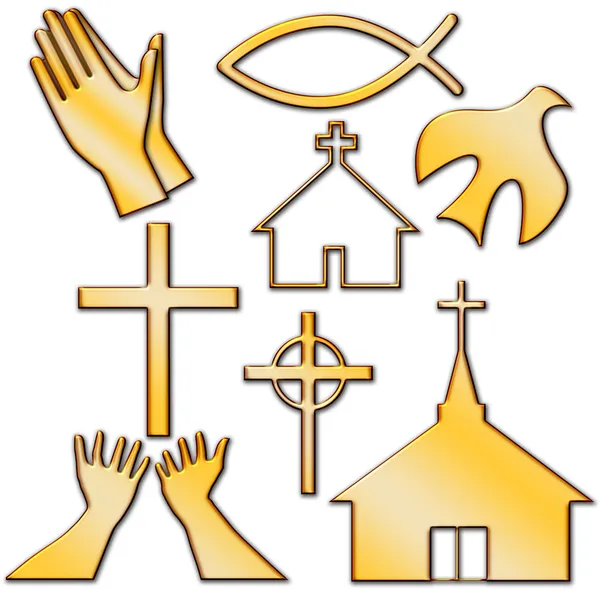 Church and Other Christian Symbol Set — Stock Photo, Image