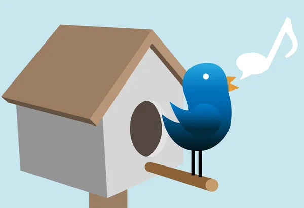 Tweety πουλί tweets τιτίβισμα στο σπίτι πουλιών — Διανυσματικό Αρχείο
