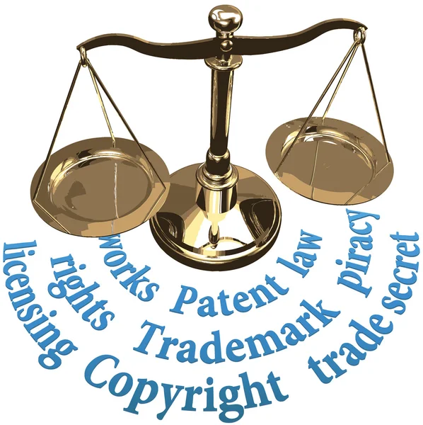 Scala il concetto di giustizia giuridica dei diritti di proprietà intellettuale — Vettoriale Stock
