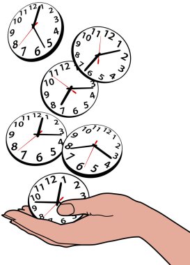 Busy person hand save time clocks clipart