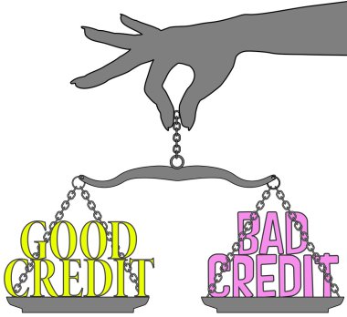 Person Good Bad Credit scales choice clipart