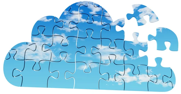 Cloud computing-tech puzzel oplossing — Stockfoto