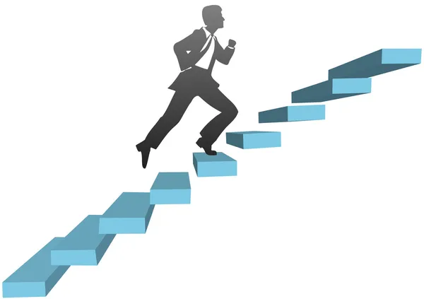 Hombre de negocios corriendo subir escaleras — Vector de stock