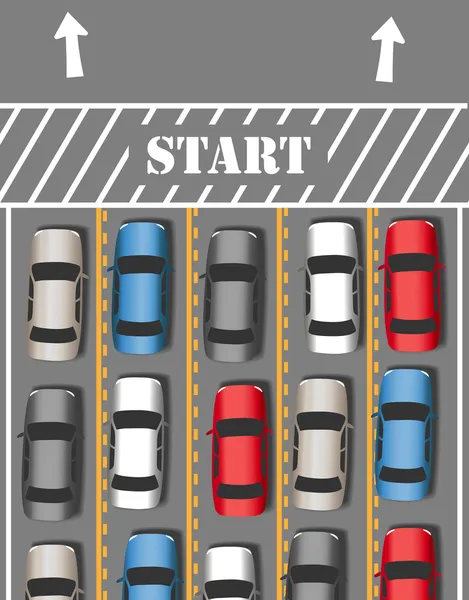 Auto start verplaatsing verkeer trip — Stockvector