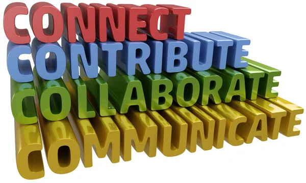 Connect collaborate communicate contribute — Stock Photo, Image