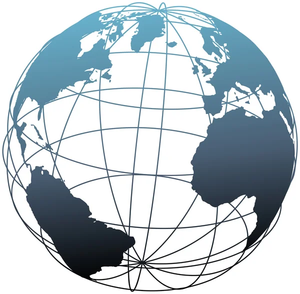 Παγκόσμια wireframe γεωγραφικό πλάτος Ατλαντικού γη πλανήτη — Διανυσματικό Αρχείο