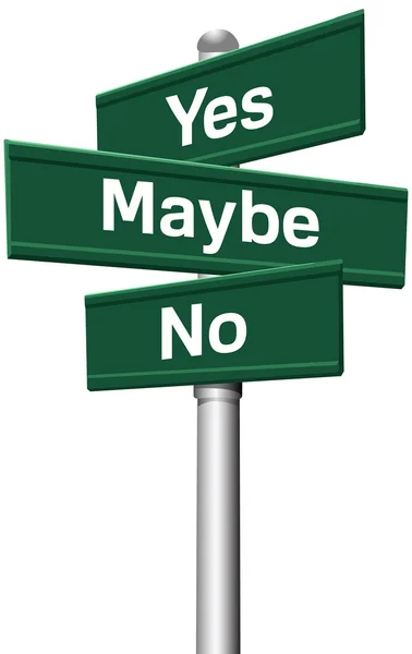 Yes No Maybe choice three signs — Stock Vector