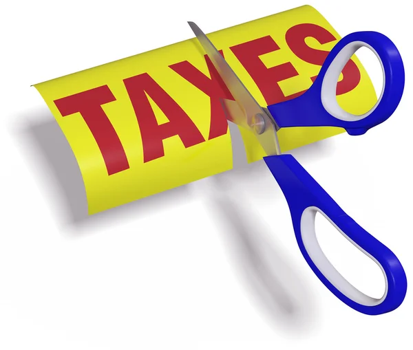 Scissors cut high unfair Taxes — Stock Photo, Image