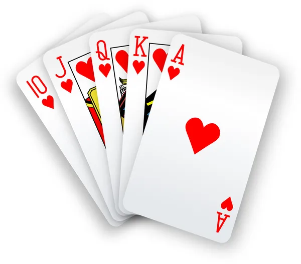 Pokerkarten Straight Flush Hearts Hand — Stockvektor